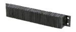A metal object reminiscent of a Vestil Laminated Dock Bumper 6 x 36 x 4.5 in, with a long rectangular shape, textured ribbed surface, and two mounting holes on one end; it features a dark, worn finish.