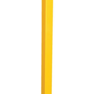 The Vestil Adjust Perimeter In Line Post 72 In is a tall, yellow bollard with a square base, ideal for parking or safety applications, set against a plain white background.