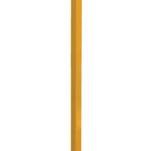 The Vestil Adjust Perimeter Corner Post 96 In stands tall and sleek, its slender yellow metal form with a square cross-section vertically mounted on a small square base against a plain white background.