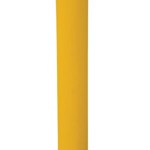 Against a plain white background, a vibrant yellow Vestil Plastic Bollard Post Cover (42 x 6.125 inches) with a rounded top stands upright.