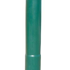 A tall, cylindrical green plastic container with a closed top and flared bottom resembles the Vestil Arch-Green Bollard Cover 52 In, standing upright against a stark white background.