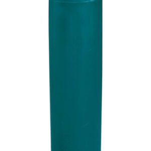The Vestil Cinco-Green Bollard Cover 52 In is a cylindrical green plastic cover with a rounded top and ribbed upper section, smooth surface, and flat base.