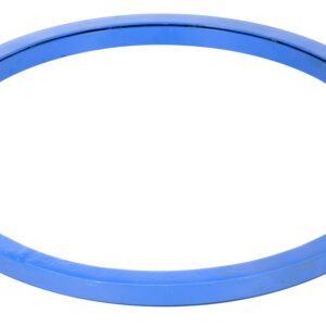 A blue circular hoop, echoing the Vestil Manual Carousel with its 2000 lb capacity and 36-inch expanse, is striking against a pristine white backdrop.