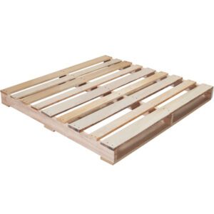 The MH-USA 48 x 48 Lbs1 Recycled Wood Pallet features uniformly spaced slats on strong beams, with a durable 3000 lbs capacity. Perfect for storage and transport, its expertly crafted to handle heavy loads and comes in stacks of ten against a pristine white backdrop.