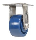Introducing the Vestil 4X2 Solid Polyurethane (Spu) Rigid, featuring a blue wheel and silver mounting plate for smooth mobility and durability.