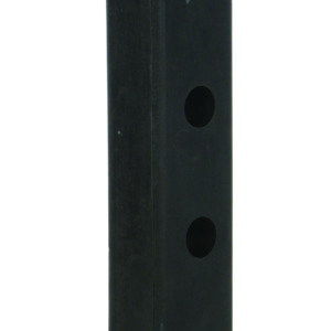 The Vestil Hardened Molded Rubber Bumper One 30 In features a sleek, rectangular shape with a black rubber surface and six evenly spaced vertical circular holes.