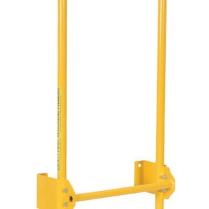 The Vestil Dock Ladder Walk-Through Style 3 Step features a yellow metal finish with three horizontal steps and two vertical poles. Designed for industrial or commercial use, it includes wall mounting brackets for secure access to elevated areas.