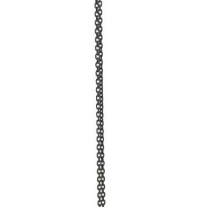 The Vestil Mighty Mini Lever Hoist 1K Cap 10 Ft boasts a long chain with a black handle and orange hooks; one connects to the hoist, while the other hangs below.