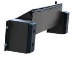 The Vestil Mechanical Edge-O-Docklevelers 20K 72 In has a textured platform with a hinged mechanism, featuring sturdy black end bumpers with visible bolts on each side for reliable performance.