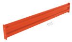 A Vestil Bolt-On Style Guard Rail 8 Ft Orange, paired with small silver screws and washers, lies against a pristine white background.
