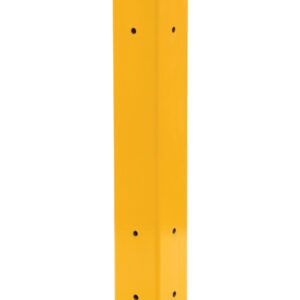 The Vestil Rigid Tube Post 42 In Drop-In Style Yellow features multiple holes and a square base, designed for easy anchoring, offering durable and reliable metal safety protection.