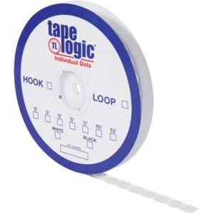 The 5/8 White Loop Tape Logic® Individual Tape Dots roll includes 1200 options, with white dots extending from the roll.