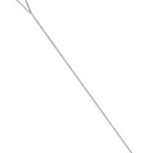 The Vestil Hardwood Dolly Option-4 Ft Metal Hook, a long silver metal reacher tool, includes a triangular handle with a 4 Ft metal hook at the opposite end, presented against a plain white background.