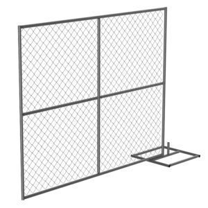 The Vestil Construction Barrier - Add-On Unit includes a metal chain-link fence section with a rectangular frame and a bottom right attachment for stability, featuring a grid pattern design perfect for practical use.