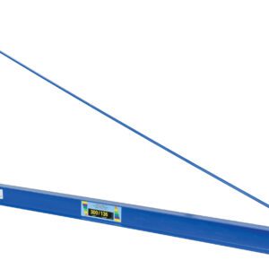 The Vestil Wall Mount Jib High Clearance 300 Lb features a blue metal bracket with a long reinforced arm, two mounting plates, and a diagonal support rod for stability, labeled 300/136 to indicate its 300 lb capacity.