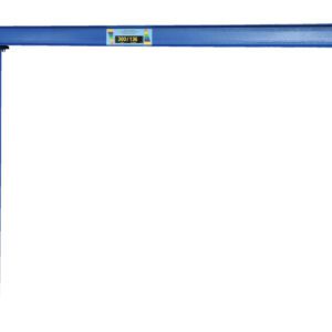 The blue Vestil Wall Mount Jib, designed for low clearance situations with a 300 lb weight capacity, features a vertical column and horizontal beam against a white background.
