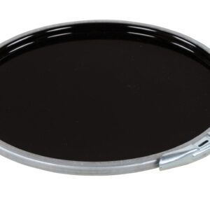 Vestil lever lock steel lid with rubber gasket, UN-rated for 5-gallon pails, hot or cold use.