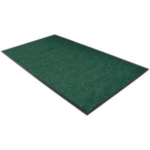 The MH-USA 4 x 6 Forest Green Deluxe Vinyl Carpet Mat is rectangular with a textured surface, black edging, and a white background.