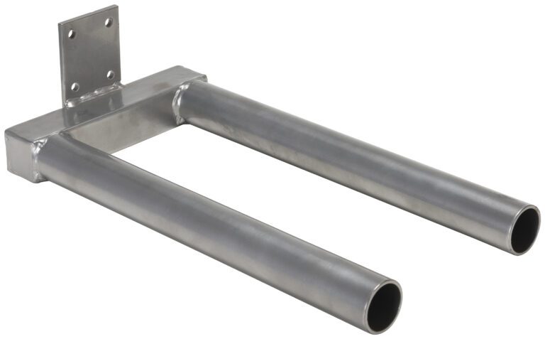 The optional Double Spindle for the Vestil Work Positioner includes a sturdy metal U-bracket with two parallel cylindrical tubes extending from a rectangular mounting plate, providing reliable mounting capabilities.