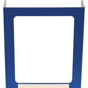 The Vestil Pers Desk Shld Grd features a blue geometric pattern with a central rectangular cutout. A small label at the bottom reads Name for personalization.