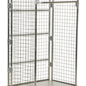 The Vestil Galv Nestable Roller Container 24 X 66 is a metal roll cage trolley with a grid design and four casters for easy movement, ideal for transporting items in warehouses or stores with its high sides and open top.