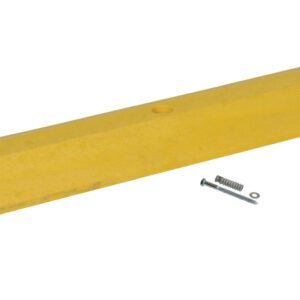 The yellow rubber parking curb, designed for durability and featuring four metal screws on a white background, is a practical addition to any lot, similar to the Vestil Speed Bump-Concrete Hardware 48 X 10 X 2.