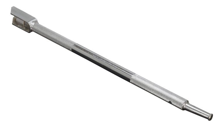 A sleek, elongated metal surgical scalpel handle with a textured grip for precision echoes the design efficiency of the Vestil Multi-Task Winch Bar 34.5 W/ 1.5 In Dia. The removable blade offers adaptability and razor-sharp accuracy in every procedure.
