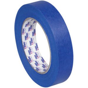 The 1 x 60 yds. Tape Logic® 3000 Blue Painters Tape, featuring visible inner branding, is thick and smooth, designed to protect surfaces during painting. It comes in a case of 36 rolls.