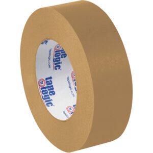 A roll of 1 1/2 x 60 yds. Kraft Tape Logic® Lbs5300 Flatback Tape features a white core with logo and text, all on a white background.