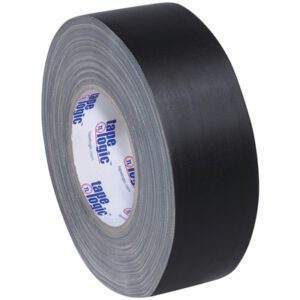 A large roll of 1 x 60 yds. Tape Logic® Black Gaffers Tape, partially unspooled to reveal its smooth matte texture, features a central label. Its available in a sturdy and convenient 3-pack for immediate and future needs.