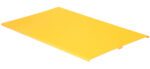 A flat, rectangular yellow metal ramp with slightly raised edges rests on a white background. The Vestil Tote-A-Load Option Platform 44 X 27.75 inch offers reliability and ease for loading tasks.