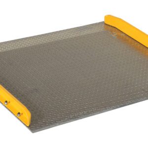 The Vestil Aluminum Dock Board Steel Curb 10K 60X48 has a diamond plate surface and bright yellow edges to bridge dock and vehicle gaps seamlessly. It features durable steel curbs and supports up to 10,000 lbs in its compact 60x48 size.