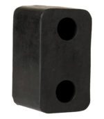 This black rubber block, similar in size and shape to the Vestil Trailer Crane Bumper 3-1/2 X 6 X 3-1/2, has two vertical circular holes. Its smooth texture is enhanced by slightly rounded edges.