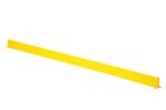 The Vestil Square Safety Handrail-Toeboard Only 91 X 4, a long, thin yellow metal guardrail with flat ends, is designed for safety and ideal for surface mounting to ensure a secure environment. It is isolated on a white background.