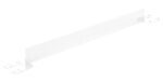 A long, flat white metal bracket for structural support featuring symmetrical plates with mounting holes on both ends, similar to the Vestil Toeboard For Pipe Safety Railing 36 Inches White.