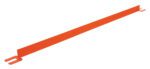 A long, flat orange bracket, similar to the Vestil Toeboard For Pipe Safety Railing 96 Inches Orange, features mounting holes at each end and is set diagonally against a plain white background.