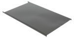 A gray metal sheet, resembling the Vestil Removable Platform Hand Pump 42 Option design, is rectangular and has a smooth surface with small flanges along its longer sides and a tiny hole near one edge. It is shown at an angle against a plain white background.