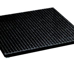 The Vestil Low Profile Floor Scale 4K Cap 60L X 60W features a black, textured square platform with a grid pattern and is shown from an elevated angle against a white background.
