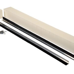 The DIY kit includes three foam blocks, two long black Vestil strips, a small tin, and washers on a plain white backdrop. Ideal for easy project replacements or improvisation with the Vestil Stripping Replace 1.5 In Brush 50 In Pit.