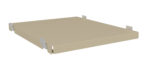 A beige, flat rectangular metal panel with four small clips on each corner, designed to attach to a larger structure. The panel has a smooth surface with slightly raised edges.