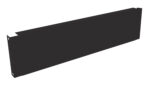 Black blank wall plate with a flat rectangular shape and a matte finish. It has holes for mounting on each side of the shorter edges. The image shows a perspective view slightly from the top right.