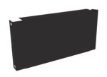 A black metal panel with two small holes on each side, featuring a rectangular, flat design and raised edges. The angle shows the panels depth and thickness, as well as its sleek and minimalist appearance.