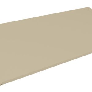 Illustration of a beige, flat-roofed awning with a simple, minimalist design, angled downwards slightly from the top left to the bottom right.