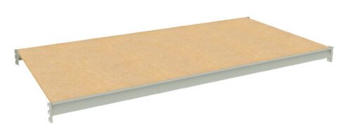 fcustyo8ky5adivs5gk4.jpg An empty rectangular wooden shelf with metal support edges, viewed from a slight angle against a plain white background.
