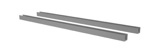fgs6iuxw0ebeliasyyzs.jpg Two long, gray metal channels are placed parallel to each other on a white background. Each channel features a U-shaped cross-section, indicating they might be parts for structural or construction purposes.