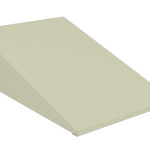 A plain, light beige triangular prism with a smooth surface and sharp edges, placed against a white background. The shape slants upward from a rectangular base to a pointed top edge.