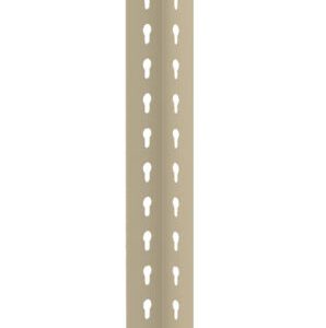 A beige metal strip with two parallel rows of small heart-shaped cutouts running vertically along its length. The strip tapers slightly at the top and bottom edges.