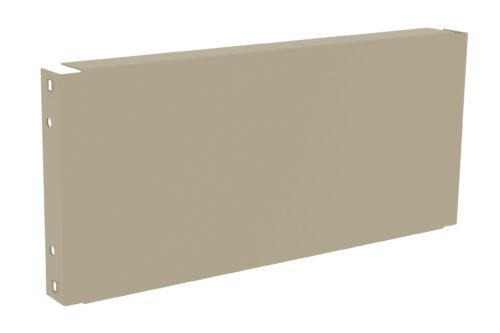 gfprmo0vnyl7ez1dcsda.jpg A rectangular, beige metal panel with two holes on the left edge and a slightly notched top edge, viewed against a white background.