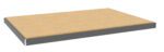 Rectangular wooden panel with a gray metal frame at the base, viewed from a low angle.