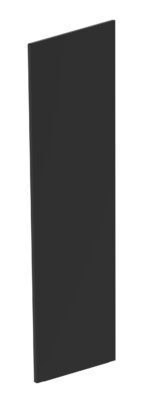 A tall, thin, rectangular black object is shown on a white background. It appears to be a flat panel or board. The object is slightly tilted to the right, displaying a three-dimensional perspective.